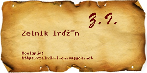Zelnik Irén névjegykártya